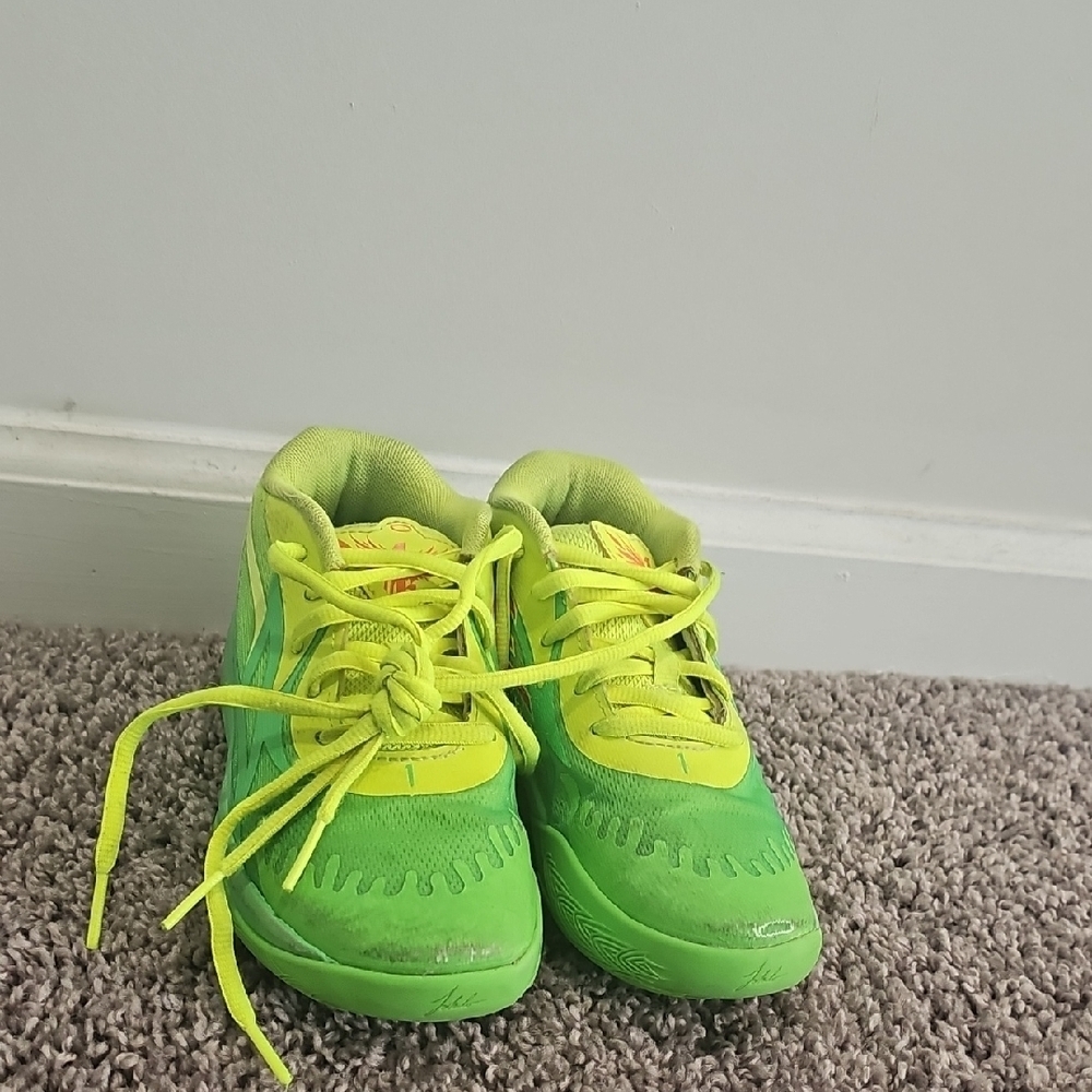 Puma Lamelo Ball Kids Green and Yellow Sneakers Nichelodeon Size 13c